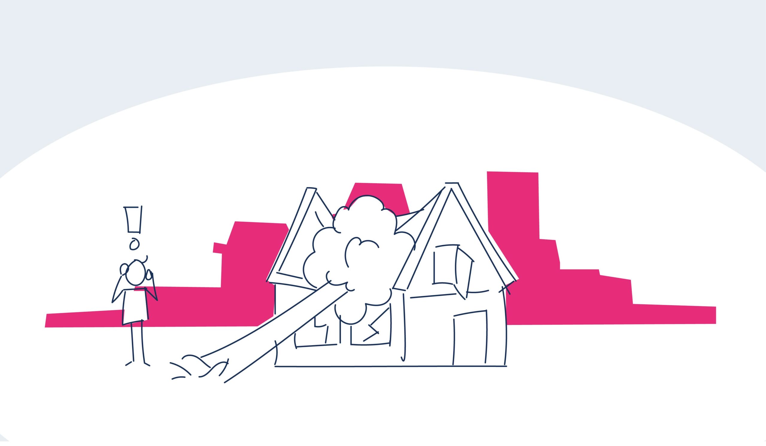 illustratie Soepel van boom die op een huis is gevallen